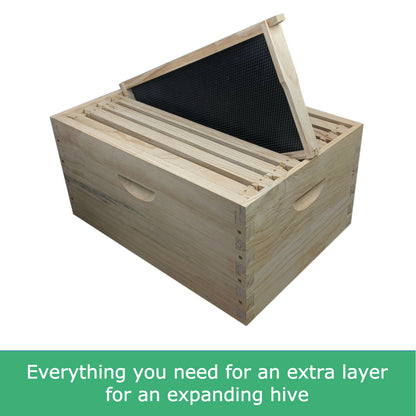 8 Frame Full Depth Beehive Super/Box Kit Including Frames and Foundation