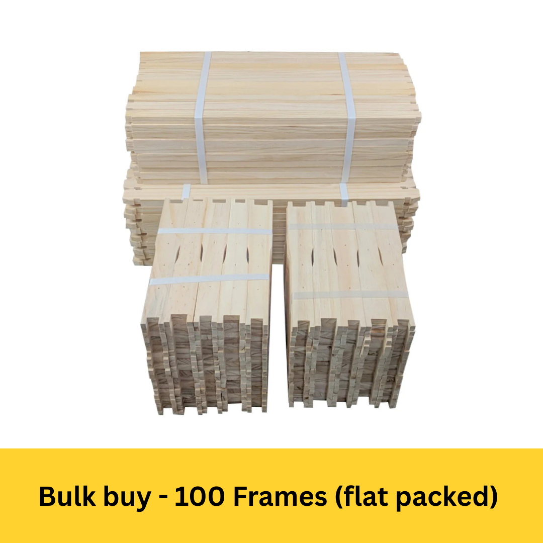 Bulk Buy - 100 Unassembled DEEP Timber Beekeeping Frames - Grooved Top/Bottom Bars
