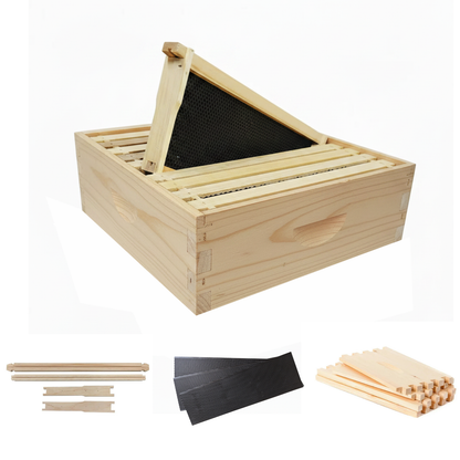10-Frame MEDIUM Super Box BeehiveUnassembled Kit, Includes Box, Frames & Foundation