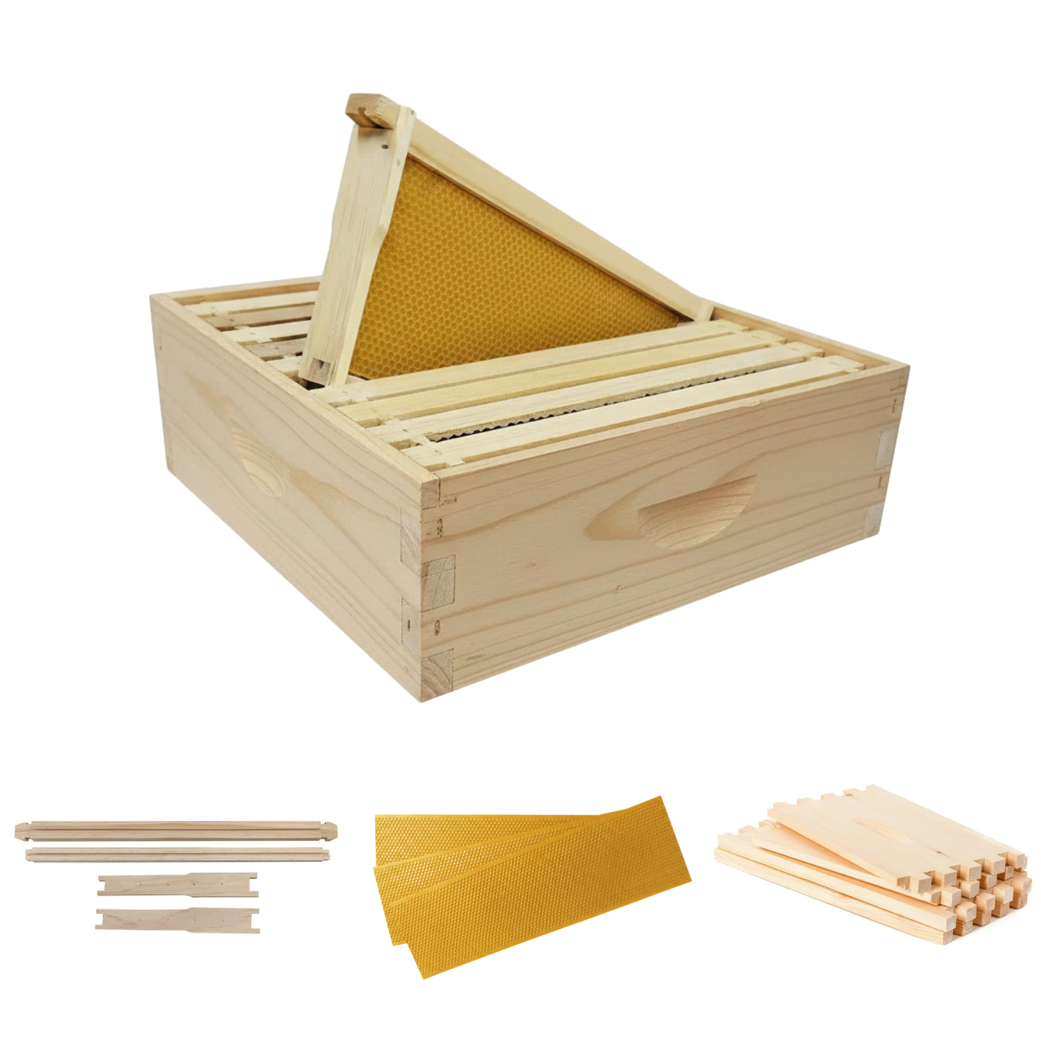 10-Frame MEDIUM Super Box BeehiveUnassembled Kit, Includes Box, Frames & Foundation