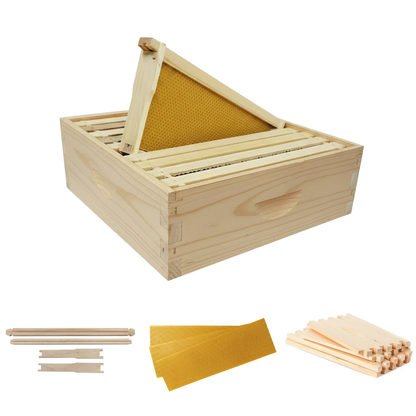 10-Frame MEDIUM Super Box BeehiveUnassembled Kit, Includes Box, Frames & Foundation