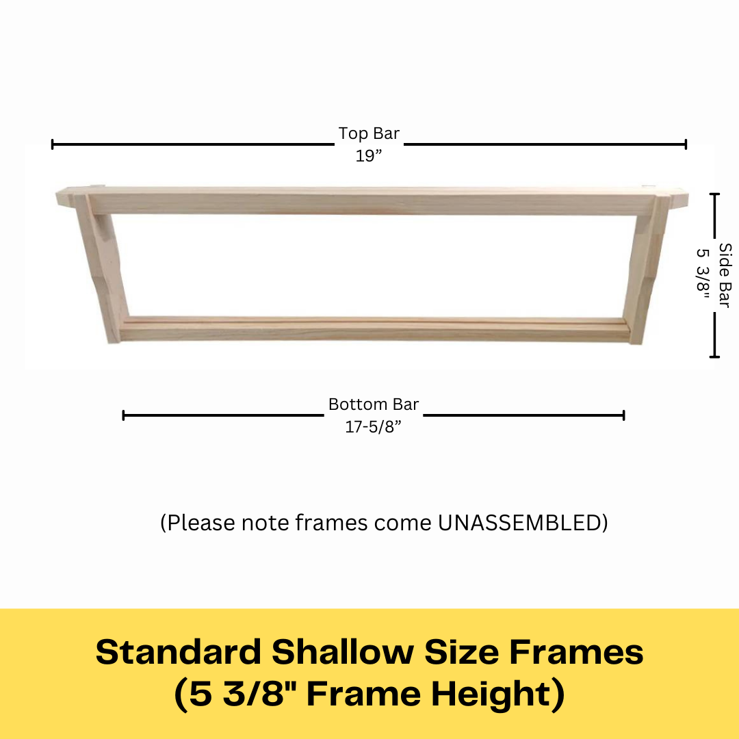 Shallow beekeeping frames unassembled pine wood