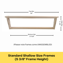 Shallow beekeeping frames unassembled pine wood