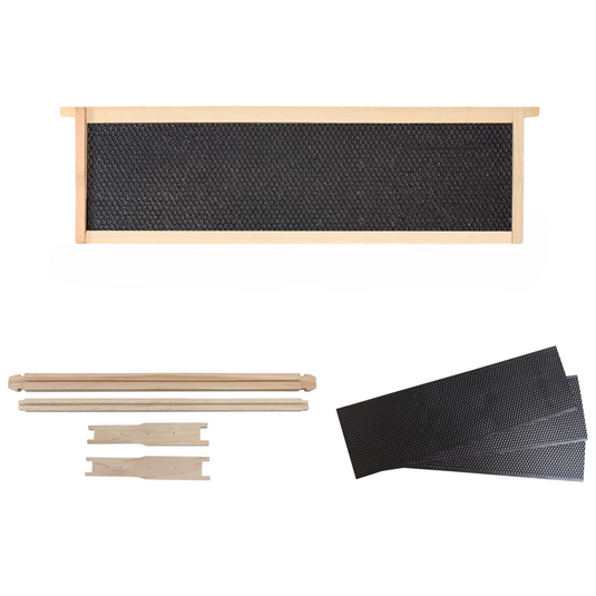 Shallow beekeeping frames with plastic foundation