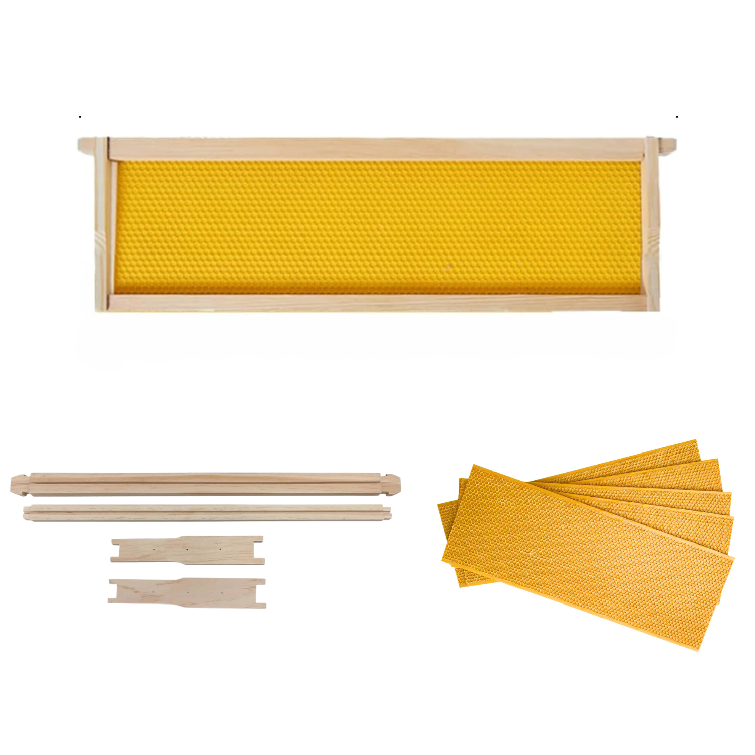 Shallow beekeeping frames with plastic foundation