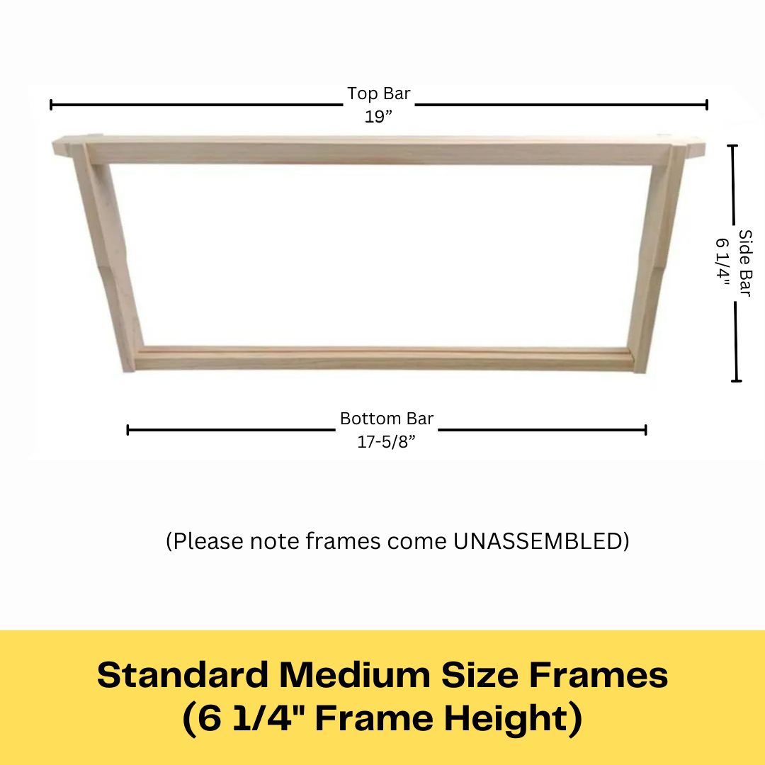 Bulk Buy - 100 Unassembled MEDIUM Timber Beekeeping Frames - Grooved Top/Bottom Bars