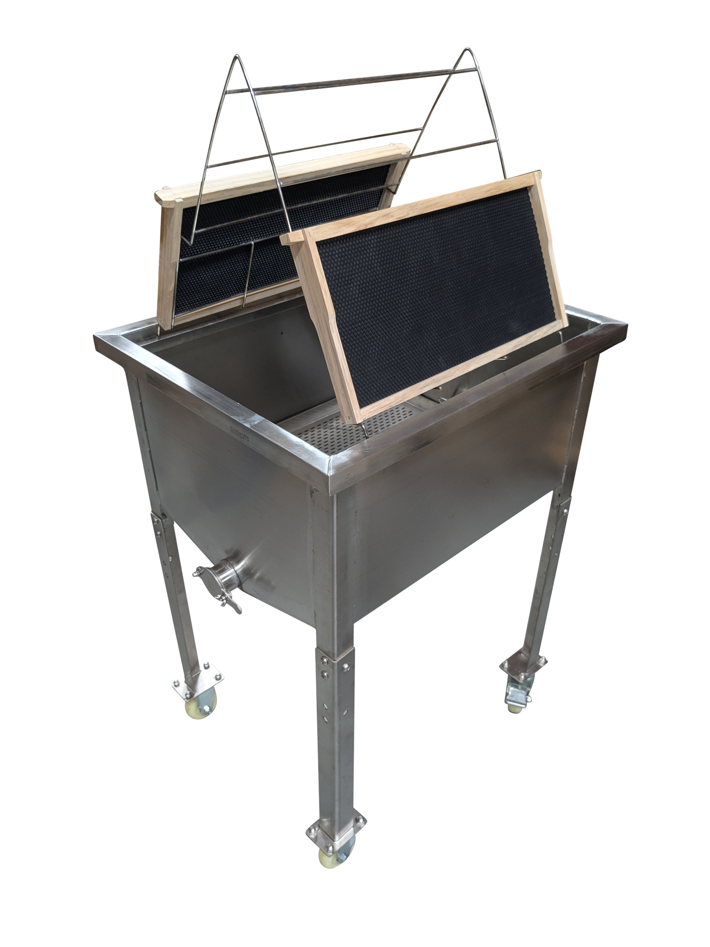 Stainless steel uncapping tray station bench table
