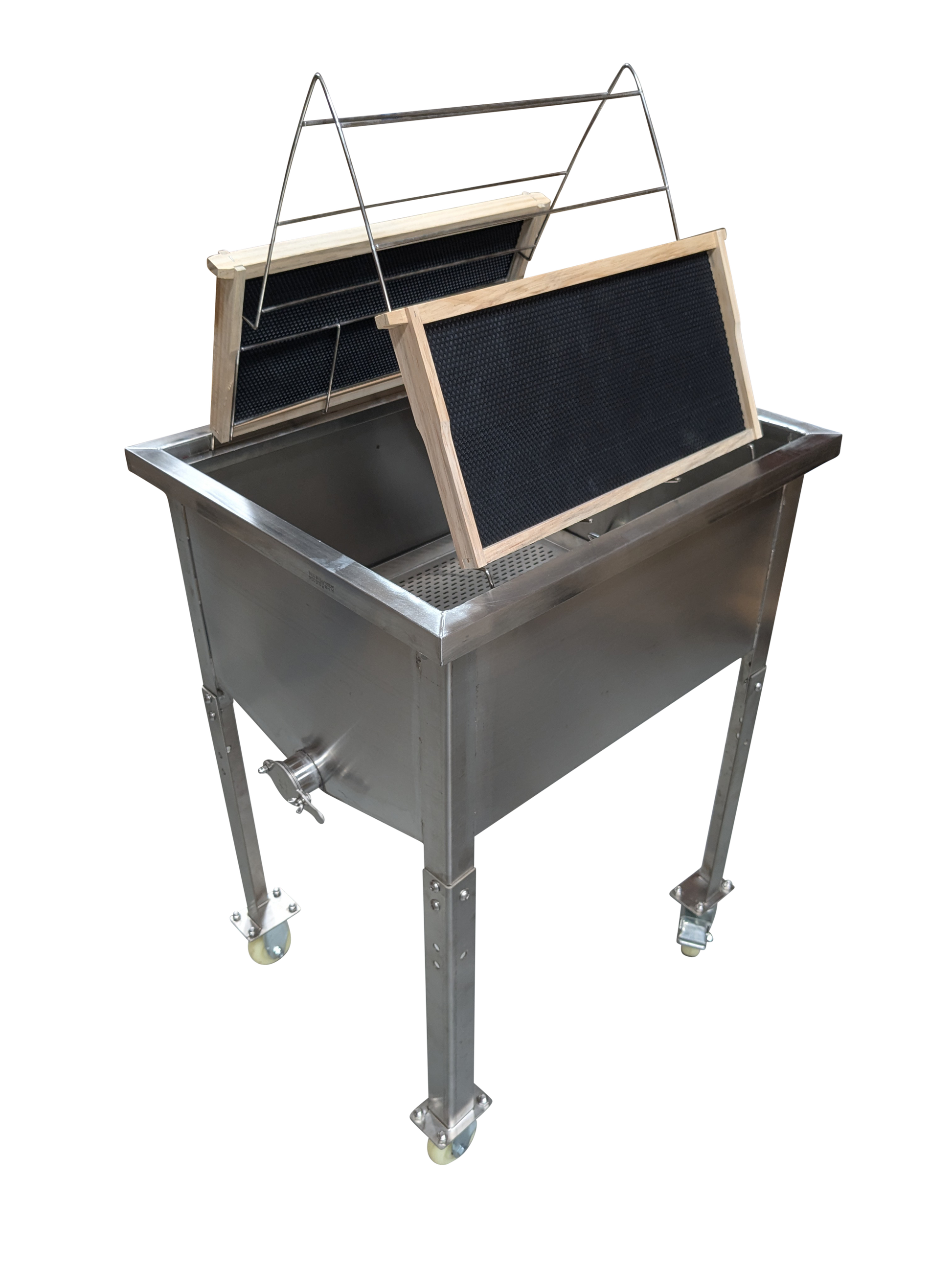 Stainless steel uncapping tray station bench table