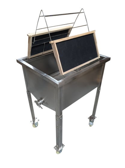 Stainless steel uncapping tray station bench table