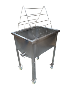 Stainless steel uncapping tray station bench table