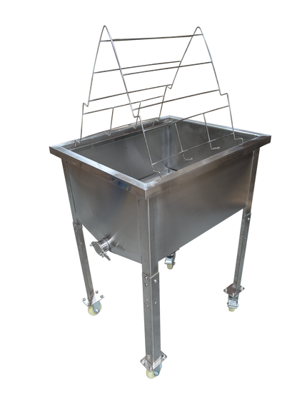 Stainless steel uncapping tray station bench table